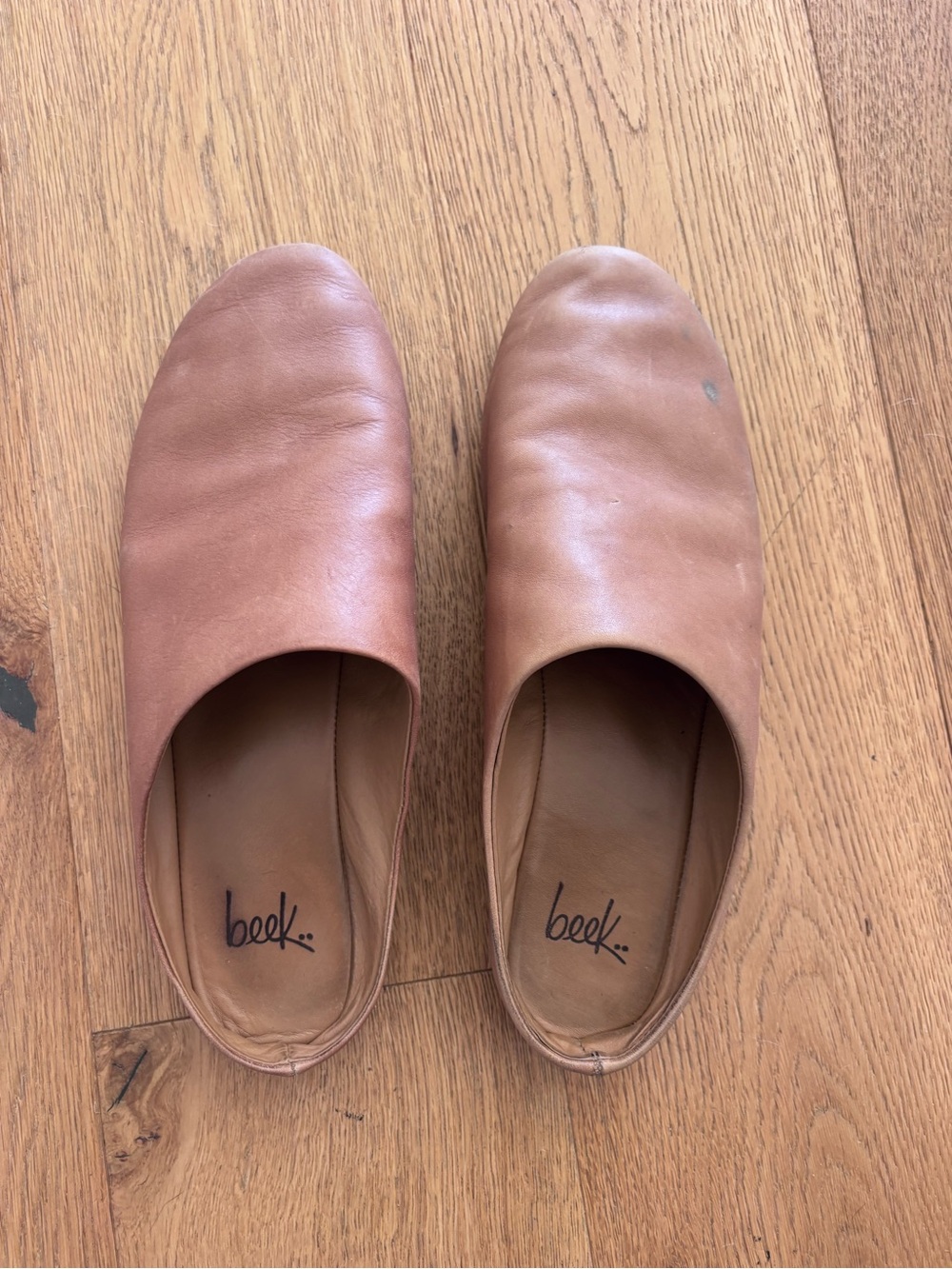 beek Women's Camel Leather Slip-On Mules